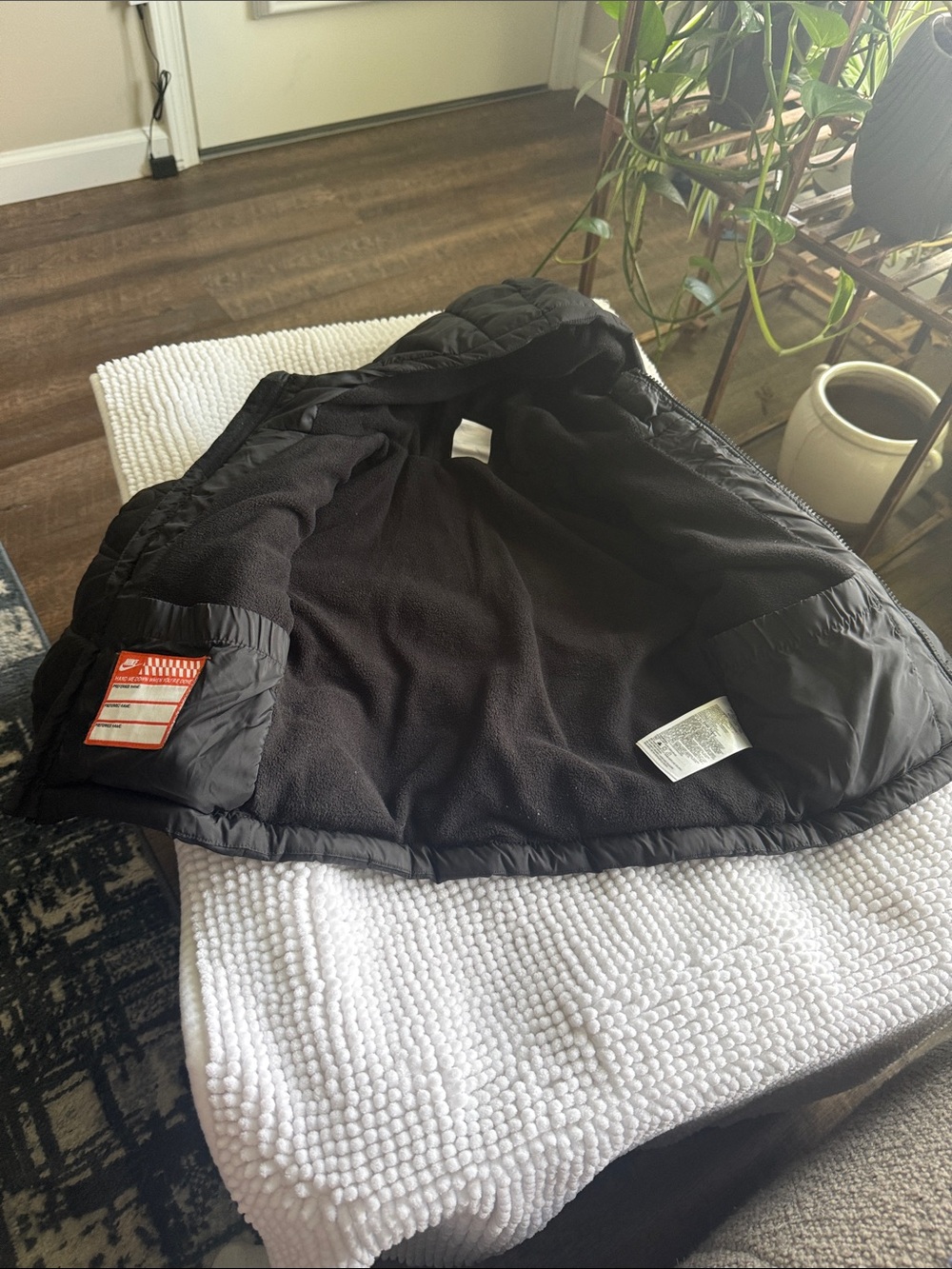 Nike Kids Black Puffer Coat with Fleece Interior